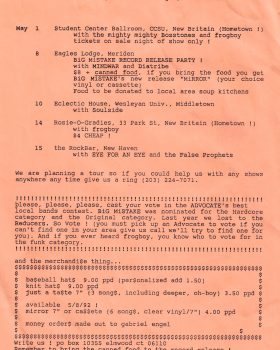 Mailing List Flyer. 1992